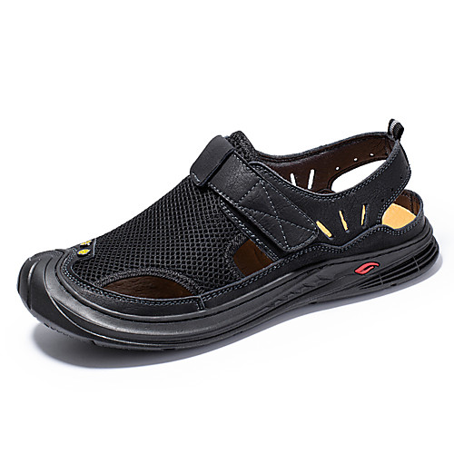 

Men's Sandals Beach Roman Shoes Daily Outdoor Mesh Breathable Non-slipping Wear Proof Black Gray Spring Summer