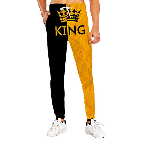 

Men's Casual Athleisure Outdoor Sports Daily Sports Pants Sweatpants Trousers Pants Graphic Prints Letter Full Length Print Yellow