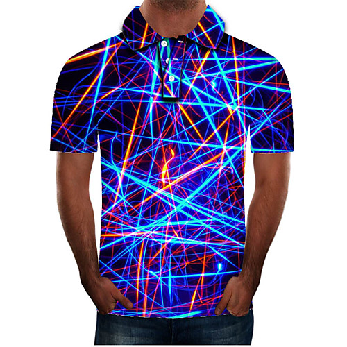 

Men's Golf Shirt Tennis Shirt 3D Print Geometric 3D Print Print Short Sleeve Casual Tops Casual Fashion Blue