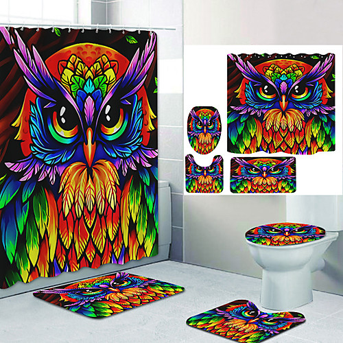 

Bathroom Shower Curtain & Mat Set Modern Polyester New Design