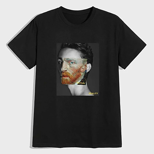 

Men's Unisex Tees T shirt Hot Stamping Graphic Prints Human Plus Size Print Short Sleeve Casual Tops 100% Cotton Basic Designer Big and Tall Black