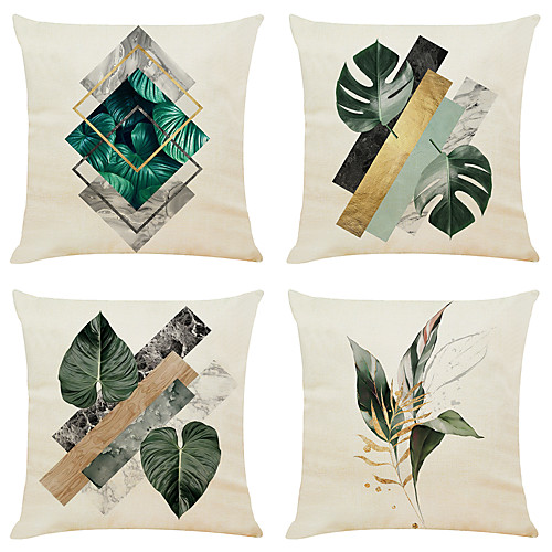 

Cushion Cover 4PCS Faux Linen Soft Geometric Simple Classic Square Throw Pillow Cover Cushion Case Pillowcase for Sofa Bedroom 45 x 45cm (18 x 75 Inch)Superior Quality Machine Washable