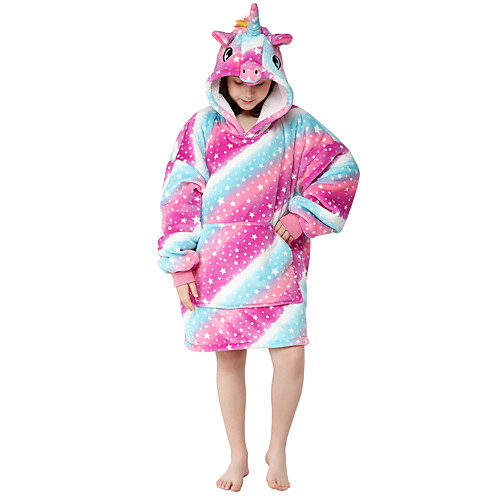 

Kid's Kigurumi Pajamas Unicorn Onesie Pajamas Flannel Fabric Fuchsia Cosplay For Boys and Girls Animal Sleepwear Cartoon Festival / Holiday Costumes