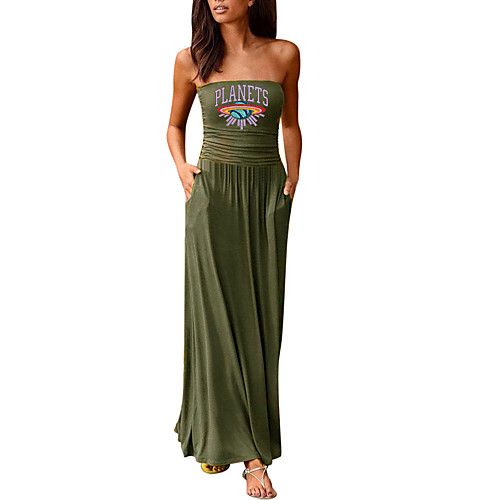 

Women's Sheath Dress Maxi long Dress Purple Wine Army Green Dusty Rose Green Royal Blue Black Dark Gray Red Navy Blue Sleeveless Print Letter Summer Strapless Formal 2021 S M L XL XXL