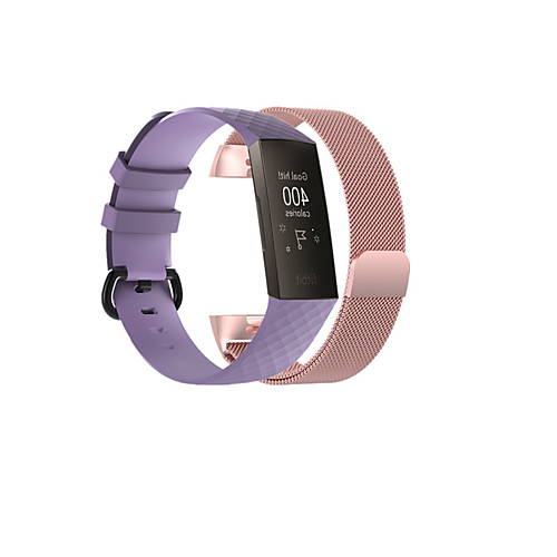 

Smart Watch Band for Fitbit 2 PCS Sport Band Business Band Stainless Steel Silicone Replacement Wrist Strap for Fitbit Charge 3