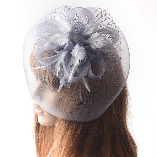 

Solid Color Retro Tulle Fascinators with Feather 1 Piece Special Occasion / Party / Evening Headpiece