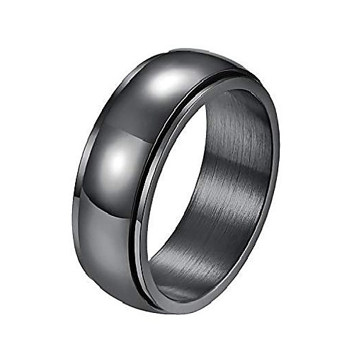 

alextina 8mm stainless steel spinner ring dome shape high polished finish anxiety ring calm stress relieving, black size 6