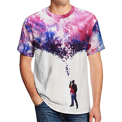 

Men's T shirt 3D Print Graphic 3D Print Short Sleeve Going out Tops Cartoon Exaggerated Red / White