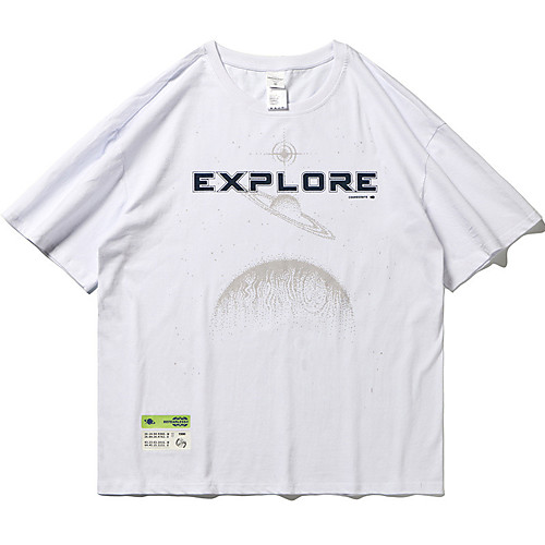 

Men's T shirt Hot Stamping Graphic Prints Print Short Sleeve Casual Tops 100% Cotton Basic Casual Fashion White Black