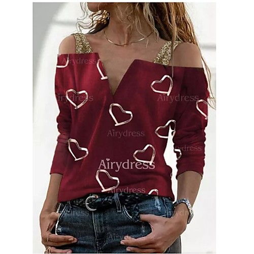 

Women's T shirt Color Block Short Sleeve Daily Tops White Blue Red