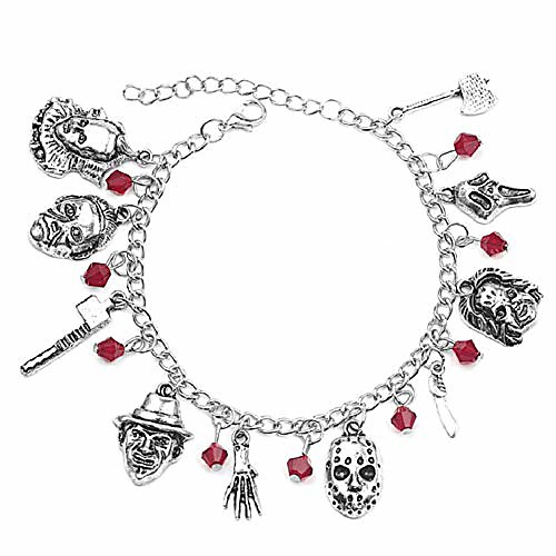 

jason mask charm bracelet horror scary movie bracelet ghost halloween jewelry gift silver