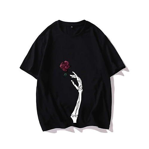 

Men's Unisex T shirt Hot Stamping Hand Plus Size Print Short Sleeve Casual Tops 100% Cotton Basic Casual Fashion Black