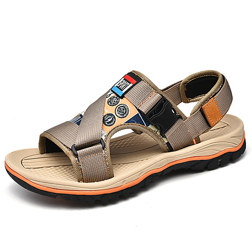 

Men's Sandals Hand Stitching Beach Roman Shoes Daily Outdoor Microfiber Breathable Handmade Non-slipping Black Khaki Brown Spring Summer