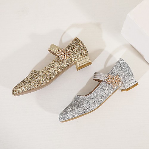 

Women's Wedding Shoes Chunky Heel Round Toe Wedding Pumps PU Synthetics Gold Silver