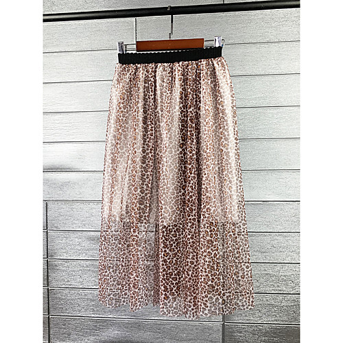 

Women's Daily Elegant Skirts Graphic Leopard Print Khaki Dark Gray
