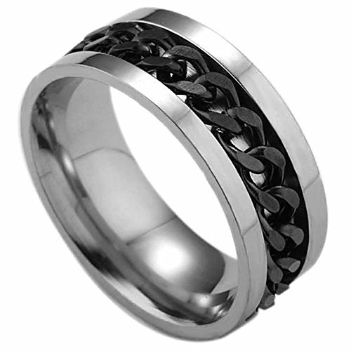 

chained stainless steel ring (black, 8)