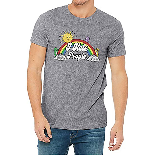 

Men's Unisex T shirt Shirt Hot Stamping Rainbow Graphic Prints Plus Size Print Short Sleeve Casual Tops 100% Cotton Basic Casual Fashion Round Neck Black Navy Blue Gray / Summer