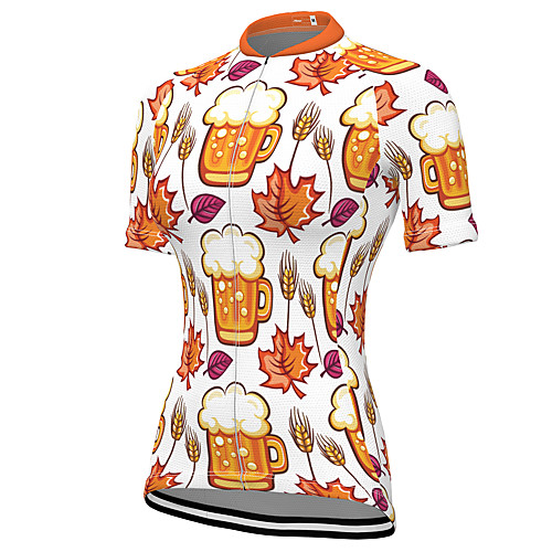 

21Grams Women's Short Sleeve Cycling Jersey Summer Spandex Polyester White Leaf Bike Jersey Top Mountain Bike MTB Road Bike Cycling Quick Dry Moisture Wicking Breathable Sports Clothing Apparel