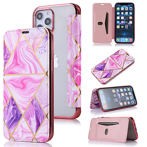 

Phone Case For Apple Full Body Case Leather Flip iPhone 12 Pro Max 11 SE 2020 X XR XS Max 8 7 Shockproof Flip Marble PU Leather TPU