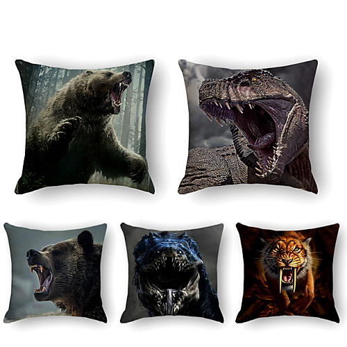 

Cushion Cover 5PCS Linen Soft Print Square Throw Pillow Cover Cushion Case Pillowcase for Sofa Bedroom 45 x 45 cm (18 x 18 Inch) Superior Quality Mashine Washable