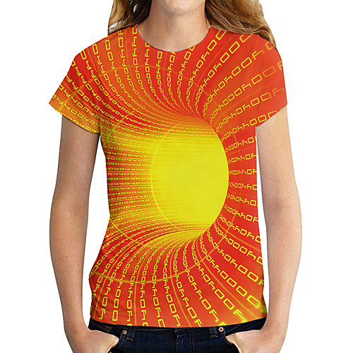 

Women's 3D Printed T shirt Graphic 3D Print Round Neck Basic Tops Red