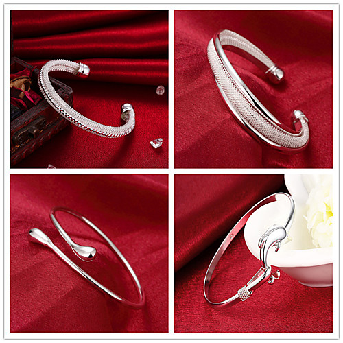 

Bracelet Bangles Cuff Bracelet Bracelet Classic 3D Printed Fashion Copper Bracelet Jewelry Silver For Christmas Party Evening Gift Date Birthday / Silver Plated