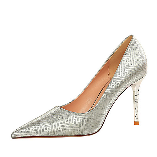 

Women's Heels Stiletto Heel Pointed Toe PU Sequin Solid Colored Black Champagne Gold