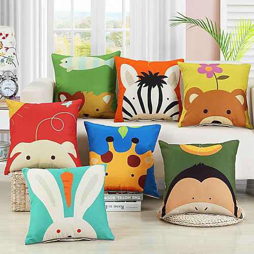 

Double Side 1 Pc Cartoon Cushion Cover Print 45x45cm Linen for Sofa Bedroom