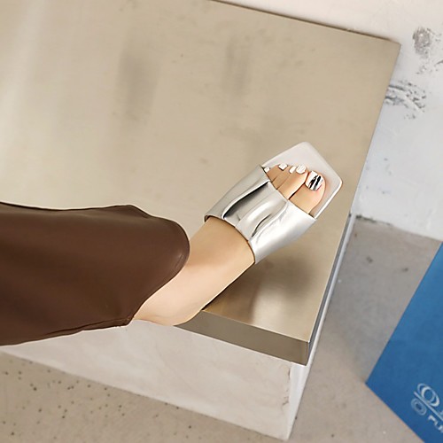 

Women's Sandals Chunky Heel Square Toe PU Synthetics Champagne Gold Silver