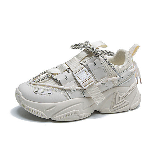 

Women's Trainers Athletic Shoes Dad Shoes Chunky Heel Round Toe Classic Daily Mesh PU Solid Colored Summer E300 [Small half a size] White