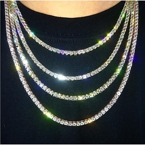 

Women's Men's Choker Necklace Necklace Hip Hop Zircon Chrome Golden Silver 21~50 cm Necklace Jewelry For Street Prom Birthday Party Festival