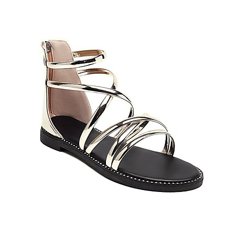 

Women's Sandals Boho Bohemia Beach Roman Shoes Gladiator Sandals Chunky Heel Round Toe PU Synthetics Champagne Gold Silver