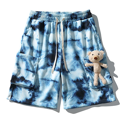 

Cartoon Casual / Sporty Men's Shorts Daily Holiday Pants Short Bear Drawstring Pocket Print Blue