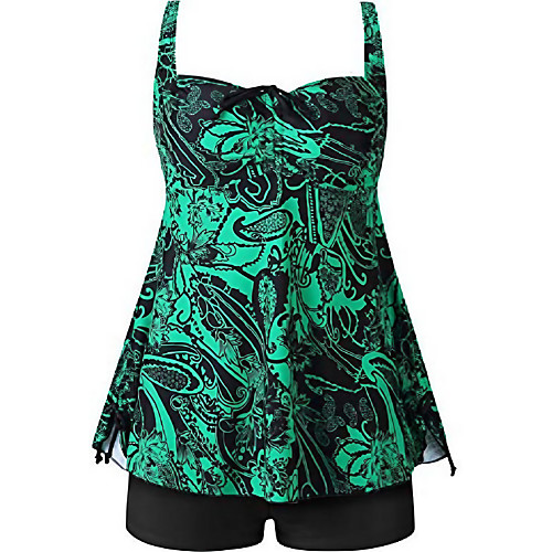 

Women's Tankini 2 Piece Swimsuit Blue Green Black Plus Size Swimwear Bathing Suits New / Padded Bras