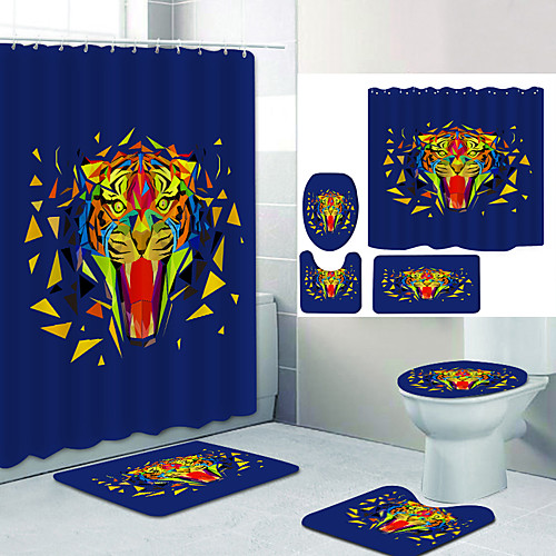 

Bathroom Shower Curtain & Mat Set Modern Polyester New Design