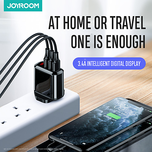 

Joyroom HKL-USB59 Travel Adpter USB Wall Charger Adapter With 3 USB Outputs Digital Display Fast Charging Charger For IPhone Samsung Huawei Oneplus Xiaomi