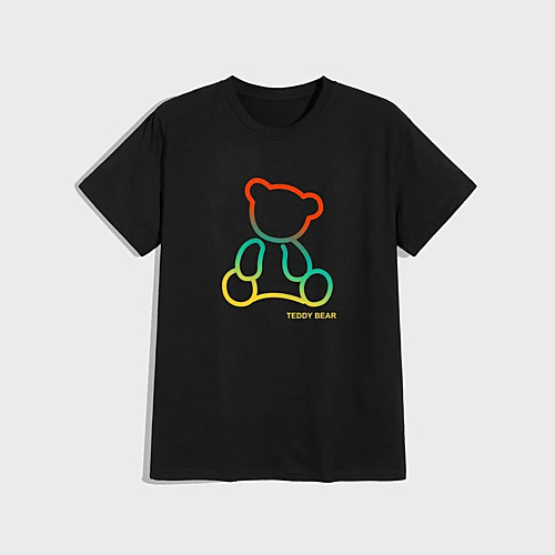 

Men's Unisex T shirt Hot Stamping Graphic Prints Toy Bear Plus Size Print Short Sleeve Daily Tops 100% Cotton Basic Fashion Classic Black