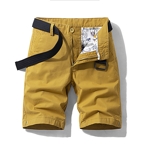 

Men's Chino Cargo Shorts Casual Daily Shorts Tactical Cargo Pants Plain Short Pocket Yellow Wine Army Green Black