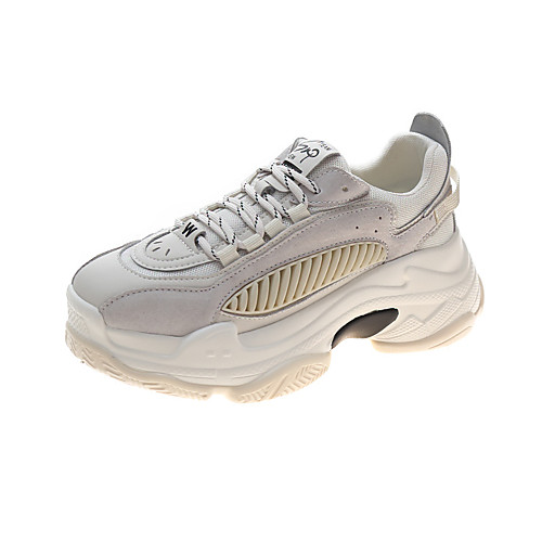 

Women's Trainers Athletic Shoes Dad Shoes Flat Heel Round Toe Classic Daily Running Shoes Cowhide Pigskin Color Block Summer Blue Beige