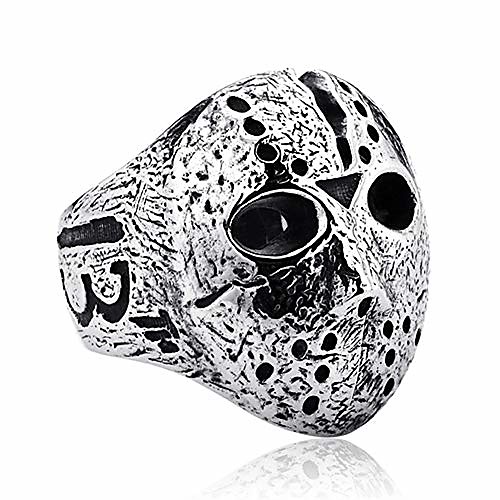 

Mask Horror Skull Ring Punk Rock Jason Hockey Fashion Antique Jewelry for men Silver 10