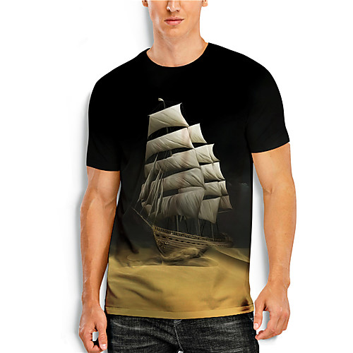 

Men's T shirt Shirt 3D Print Graphic Graphic Prints 3D Print Short Sleeve Daily Tops Basic Casual Round Neck Black / Summer