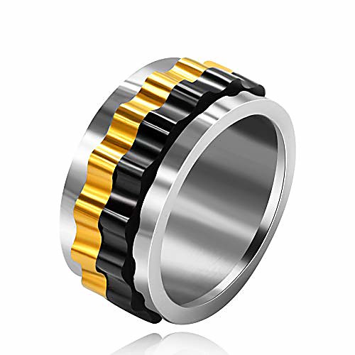 

Boys Spinner Gear Design Rings Titanium Steel Anxiety Fidget Spinning Rings for Men Women Size 7 Y485