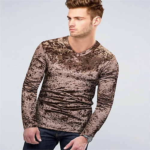 

Men's T shirt Shirt Solid Colored Long Sleeve Daily Wear Tops V Neck White Black Light gray