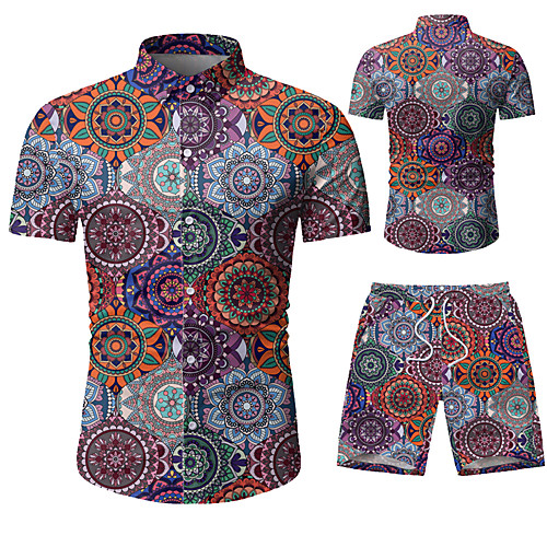 

Men's Shirt Other Prints Graphic Prints Print Short Sleeve Vacation Tops Purple