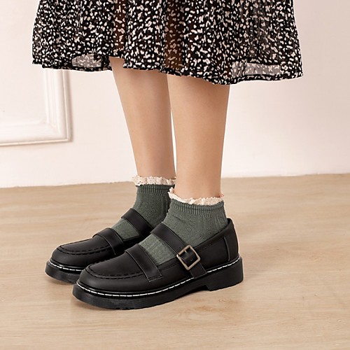 

Women's Lolita Shoes Chunky Heel Round Toe PU Synthetics Black Brown