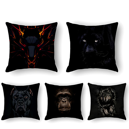 

Cushion Cover 5PCS Linen Soft Print Square Throw Pillow Cover Cushion Case Pillowcase for Sofa Bedroom 45 x 45 cm (18 x 18 Inch) Superior Quality Mashine Washable