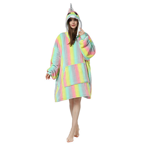 

Adults' Kigurumi Pajamas Unicorn Onesie Pajamas Flannel Fabric Rainbow Cosplay For Men and Women Animal Sleepwear Cartoon Festival / Holiday Costumes