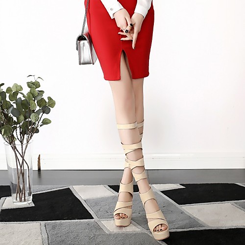 

Women's Sandals Stiletto Heel Peep Toe PU Synthetics White Black Beige
