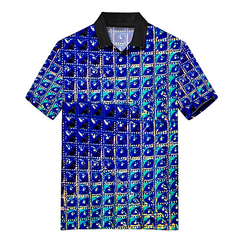 

Men's Golf Shirt Tennis Shirt 3D Print Optical Illusion Button-Down Print Short Sleeve Casual Tops Casual Fashion Soft Breathable Blue / Sports