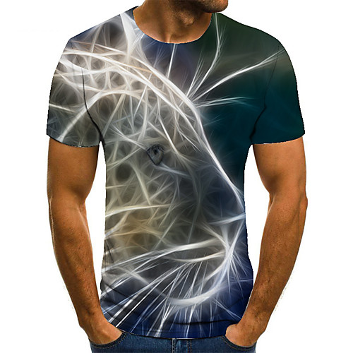 

Men's T shirt Shirt 3D Print Animal 3D Print Print Short Sleeve Casual Tops Casual Fashion Round Neck Black / Red